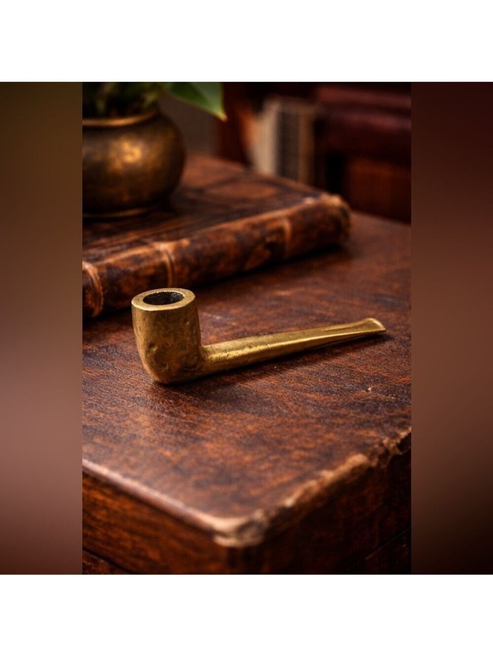 Vintage Solid Brass Pipe • Old-Money Desk Decor • Character Collector Piece